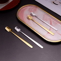 Cuillère Longue à Café en Acier Inoxydable, Accessoires de Cuisine, Café, Crème Glacée, Dessert, Petite Cuillère Dorée