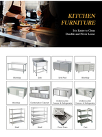 Équipement de cuisine commerciale personnalisable disponible, éviers en acier inoxydable pour restaurant, table de préparation, armoire de rangement Lubo
