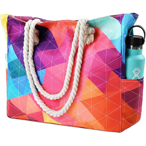 Free Sample Custom Extra Large <b>Beach</b> <b>Bag</b> <b>Women</b> Waterproof Sand Proof Carry on <b>Beach</b> Essentials Tote <b>Bag</b> with 5 Pockets - Product Image 6