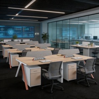 Estación de Trabajo para Oficina, Escritorio Modular con Panel de Privacidad, Estructura de Acero, 63 Pulgadas