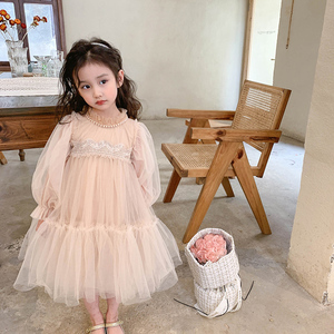 Abiti per Bambine 2-7 Anni, Vestito da Festa di Compleanno con Maniche Lunghe e Inserti in Tulle, Abiti da Principessa per Bambine, Vendita all'Ingrosso Autunnale - Product Image 2