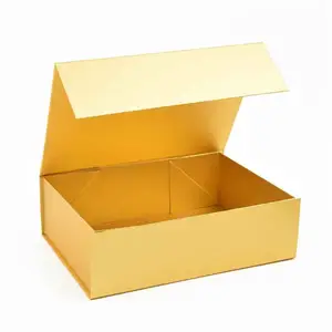 premium high quality custom logo rigid big cardboard foldable collapsible closure flip top ribbon Foldable gift box