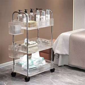 Carrito de Herramientas Transparente de Acrílico de Alta Gama para Salón de Belleza y Barbería, Base para Instrumentos, Estante de Almacenamiento - Product Image 1