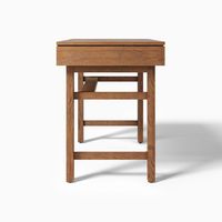Bureau Japandi en bois massif 150 cm, grande table de maison avec 3 tiroirs et cadre architectural pour intérieurs d'appartements haut de gamme