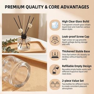 Customized 100ml <b>200ml</b> Empty Gold Cap Square Fragrance Reed Home Diffuser Glass <b>Bottle</b> - Product Image 2