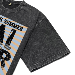 Vintage Acid Wash Garment Dye Men's Breathable T-Shirts Custom <b>Surfing</b> Culture DTG Print Anti-Shrink Cotton Short Sleeve Tees - Product Image 5