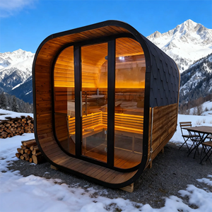 Sauna traditionnel à vapeur humide carré pour 4 personnes, en bois, pour la maison et le jardin - Product Image 2