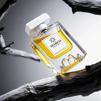 MARCO 50ML Flacon de parfum en verre motif paysage volcanique, avec bouchon doré et pulvérisateur à pompe, design sérigraphié, diffuseur à bâtonnets, couleur personnalisable