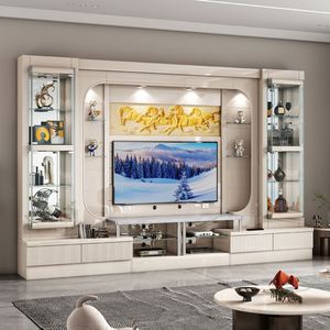 Luxury Floating <b>TV</b> Cabinet Modern Wall <b>Mounted</b> Living Room Furniture Wood Entertainment Center <b>Stand</b> Unit - Product Image 4