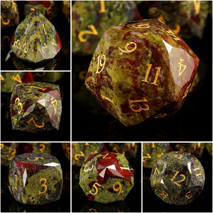 7 pièces personnalisé mdn polyédrique D20 jeu de dés Unique Dragon sang pierre naturelle verre matériel pour donjons Dragons jeu de société - Product Image 2