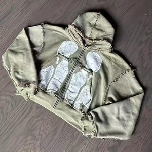 Felpe e Maglioni Unisex con Zip Personalizzati dal Produttore OEM, Felpa con Stampa Effetto Vissuto Ricamata, Felpa con Cappuccio in Cotone da <span class=keywords><strong>Uomo</strong></span> - Product Image 2