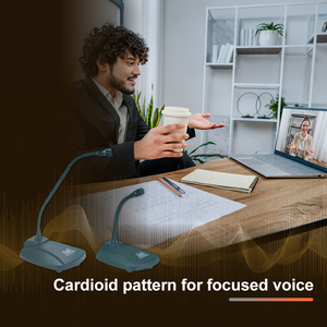 Micrófono de Condensador Cardioide con Cable, Micrófono de Escritorio con Cuerpo Metálico para Oficina, Conferencias y Grabación Vocal - Product Image 5