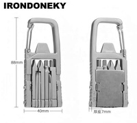 IRONDONKEY Outil multifonctionnel 13 en 1 pour le camping et les voyages en plein air, boucle en acier inoxydable, outil combiné, ouvre-bouteille pliable