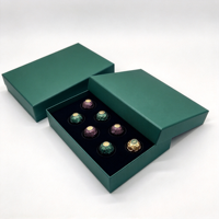 Boîte à chocolat de luxe verte avec couvercle et plateau en mousse pour pralines, cadeau d'entreprise, impression de logo personnalisée