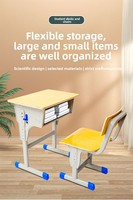 Ensemble bureau et chaise en bois contreplaqué réglable en hauteur, mobilier d'étude pour enfants, étudiants secondaires et universitaires