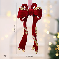 Meilleures ventes : Pendentif de Noël décoratif pour sapin, motif cerf avec nœud en guirlande floqué rouge bordeaux, pièce à suspendre pour célébrations festives