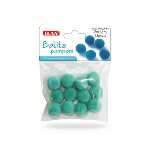 Iln <b>Wool</b> Pompom 2.0 Cm Turquoise <b>Craft</b> Supply - Product Image 2