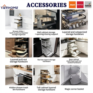 Armadi da <span class=keywords><strong>cucina</strong></span> modulari a forma di U pannelli di particelle ecologici con laminazione in PVC a piena estensione Soft-Close - Product Image 4