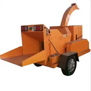 high efficiency diesel mobile self-feeding tree branch log waste wood scraps shredder chipper machine for sale