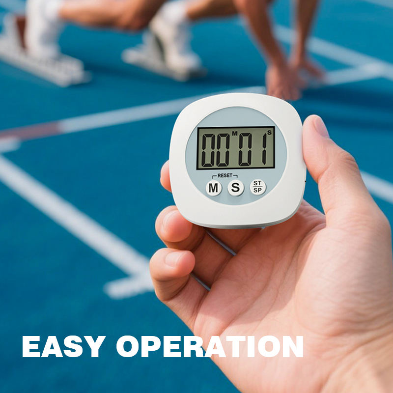 Magnetic Digital Timer with LCD Display Countdown Stopwatch Alarm for Kitchen Sports Study-Battery Operated Plastic Timer