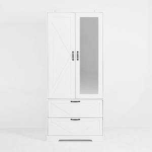 FONDLIVE-<span class=keywords><strong>Armario</strong></span> blanco de dos puertas, <span class=keywords><strong>armario</strong></span> <span class=keywords><strong>alto</strong></span> de almacenamiento con puerta de espejo para dormitorio u hotel, muebles de dormitorio - Product Image 5