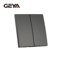 Interrupteurs muraux GEYA avec logo personnalisé, étanches IP54, 40 000 cycles, en matériau PC, design minimaliste moderne pour la maison, 250V 16A, 2 gangs, 2 voies, plaque UK