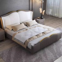 Leichtes italienisches minimalist isches Doppelbett 2m x 2,2 m High-End-Atmosphäre Modernes Leder bett für Haupt schlafzimmer Hochzeits bett