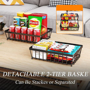 Étagère de rangement en métal à double niveau, détachable, type sur pied, panier à fruits et légumes pour l'organisation de la <span class=keywords><strong>cuisine</strong></span> - Product Image 6