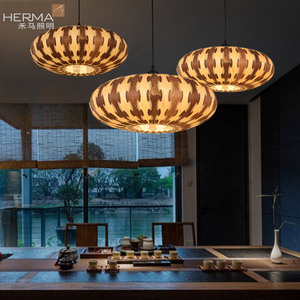 Herma Wooden Oval Pendant <b>Light</b> Led E27 Tea Room <b>Dining</b> Room Decorative Chandelier - Product Image 1