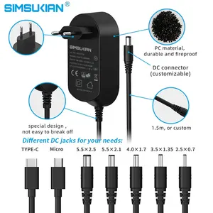 Simsukian Adapter 12V 3a 15V 3a 2.5a 2a Universele Ac Charger Adapter