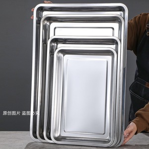 Stainless Steel Rectangular <b>Tray</b> Extra <b>Large</b> Commercial Grade Microwave Safe Serving <b>Trays</b> For Kitchen Catering Use - Product Image 4