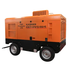 Kaishan डीजल इंजन के लिए पहियों के साथ पेंच हवा कंप्रेसर पोर्टेबल ड्रिलिंग रिग
