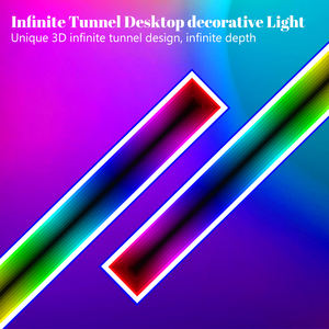 조이스타 2팩 스마트 RGB IC 인피니티 미러 게이밍 테이블 라이트 리모컨 조절 가능 다층 데스크 램프 음악과 동기화 - Product Image 2