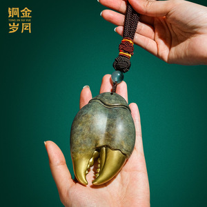 Copper Art Workshop Brass Crab Claw Fidget <b>Toy</b> Handheld Stress Reliever Gift For Adults Unisex Metal Craft - Product Image 3