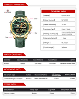 NAVIFORCE jam tangan 9208 pria, jam tangan Digital LCD gerakan ganda Quartz kulit asli olahraga luar ruangan