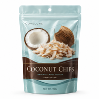 Op maat gemaakte bedrukte verpakkingstas, staande pouch met hersluitbare ritssluiting voor kokoschips, gedroogd fruit, snacks, droge voedingsmiddelen, private label