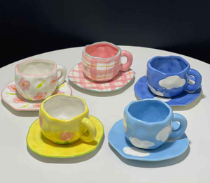 Ensemble tasse et soucoupe à café en céramique créative personnalisée, style rétro vintage, 200 ml, pour café, thé, lait, <span class=keywords><strong>d</strong></span>îner - Product Image 4
