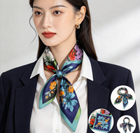 Écharpe en soie naturelle de luxe pour femmes, motif floral, bandana carré en soie