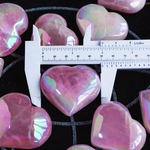 Nouveautés en gros : Cœur en cristal de quartz rose naturel électroplaqué Angel Aura pour la lithothérapie - Product Image 2