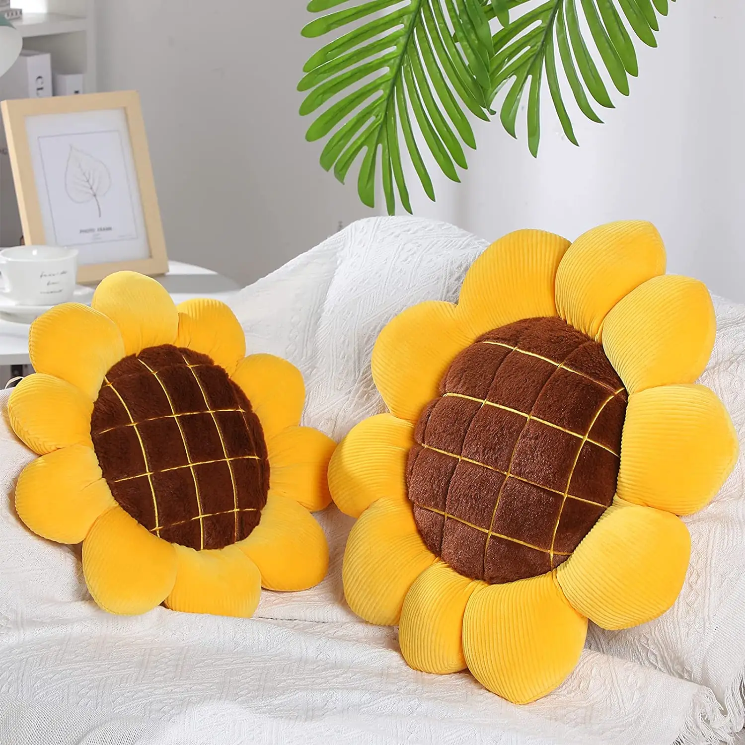 Çiçek yer minderi sarı çiçek şekli yastık ayçiçeği yastık dekoratif