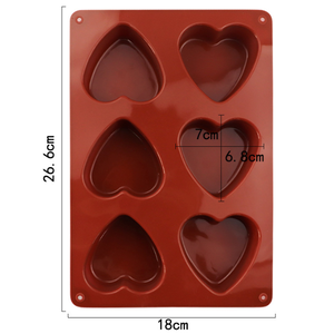 Moldes de Silicona en Forma de Corazón para Hacer Jabón, Moldes para Hornear Pasteles, <span class=keywords><strong>Molde</strong></span> de Silicona de 6 Cavidades en Forma de Corazón para Chocolate y Gelatina - Product Image 2
