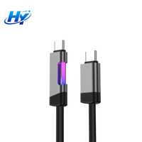 Câble de charge rapide 100W Max, tressé en nylon, gaine en PVC, USB-A vers Type-C, avec lumière RGB respirante pour téléphone portable et ordinateur, 0,3m