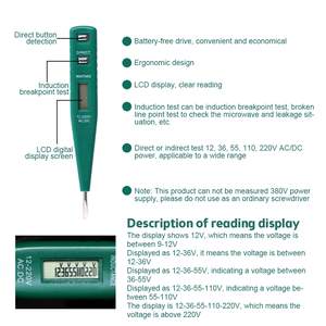 交流/DC测试仪笔电气指示器电压表数字电压表12V-250V插座墙壁交流/DC 220V电源插座检测器传感器 - Product Image 4