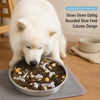 Gamelle Triangle Anti-Glisse pour Chien en Acier Inoxydable, Bol Distributeur de Nourriture Lente Type Puzzle, Portable et Pliable, Écologique, Design Moderne