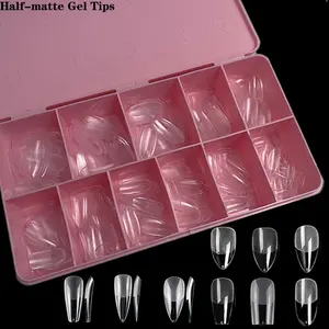 Gel X Nail System Full Cover Half Matte Nail Tips Soft Gel Nai Tips Stiletto Extension Traceless Clear Soft Gel Nail Tip