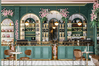 Design d'intérieur moderne et luxueux pour café |   Solution complète de présentoirs et d'ensembles de meubles sur mesure, conception personnalisée pour une boutique complète