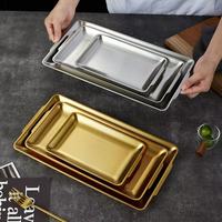Nampan Sajian Stainless Steel Berkualitas Tinggi, Loyang Panggang Persegi, Piring Makanan Persegi Panjang Tebal, Nampan Datar Rumah Tangga