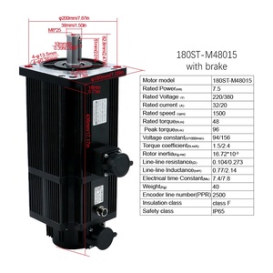 180ST-M48015 Motor Kit 1500RPM 380V 180ST M48015 48NM 7.5KW Motor With <b>Drive</b> T3A RS485 - Product Image 1