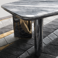 Table de salle à manger rectangulaire en marbre naturel de luxe moderne, base sculpturale, mobilier de salle à manger design, table à manger