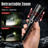 Lampe torche laser zoomable 10W en aluminium aéronautique, chargement Type-C, 1200mAh, 3 modes d'éclairage, torche d'extérieur avec cordon